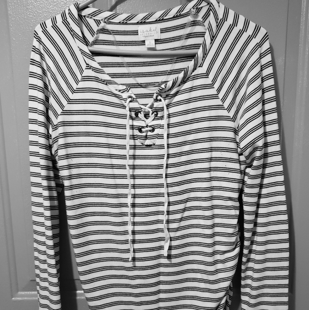 Isabel Maternity Black and White Stripe Shirt